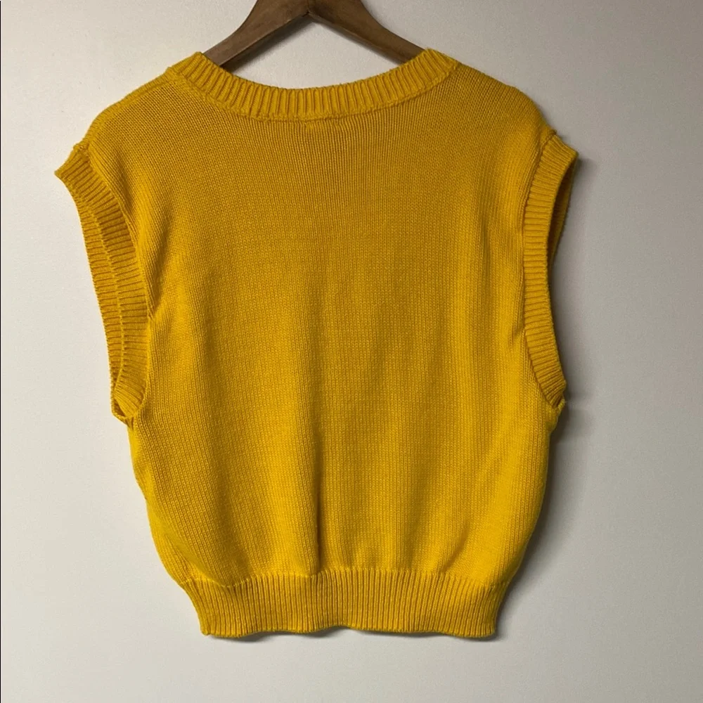 PROPHECY Vintage Mustard Yellow Knit Vest with Ribbed Edging - Picture 5 of 7